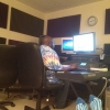 Sneak attack pic taken by Alaiyo of me working in the studio. See her feet in the shot.  LOL